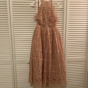 lace pinny scallop edge midi prom dress